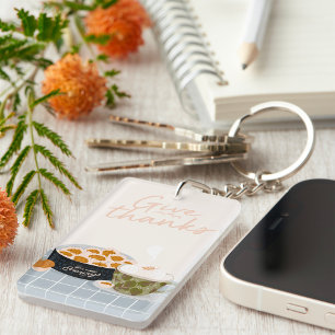 Give Thanks For Cozy Evenings Autumn Treats Keychain