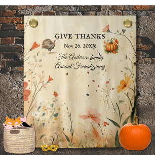 Give Thanks Friendsgiving Party Picture Backdrop Tapestry