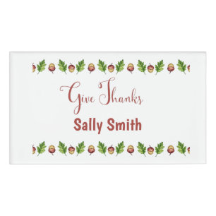 Give Thanks Happy Thanksgiving Customizable Name Tag