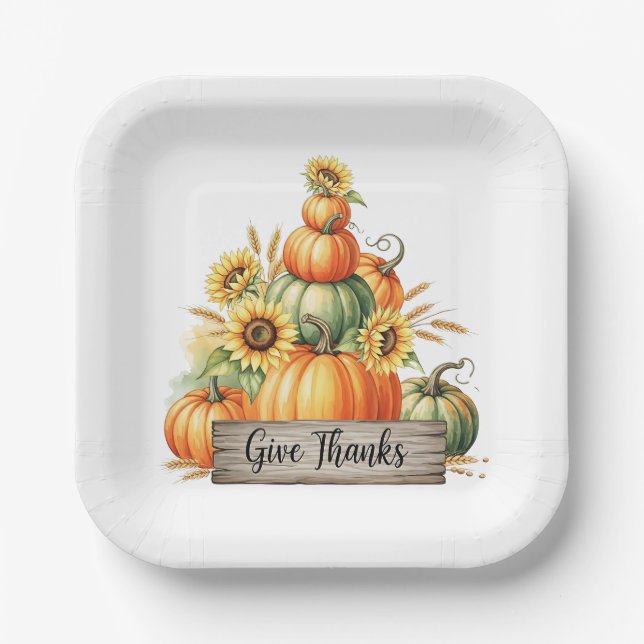 Give Thanks Harvest Gathering Paper Plate (Front)