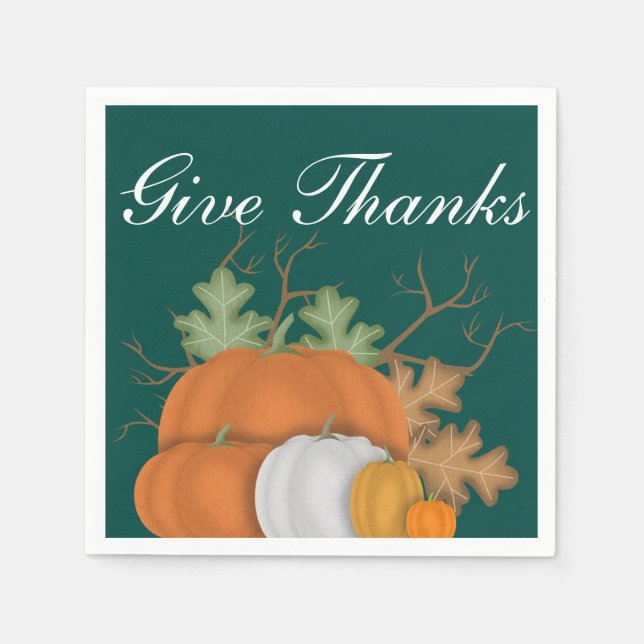 Give Thanks Harvest Pumpkins Custom Napkin (Front)
