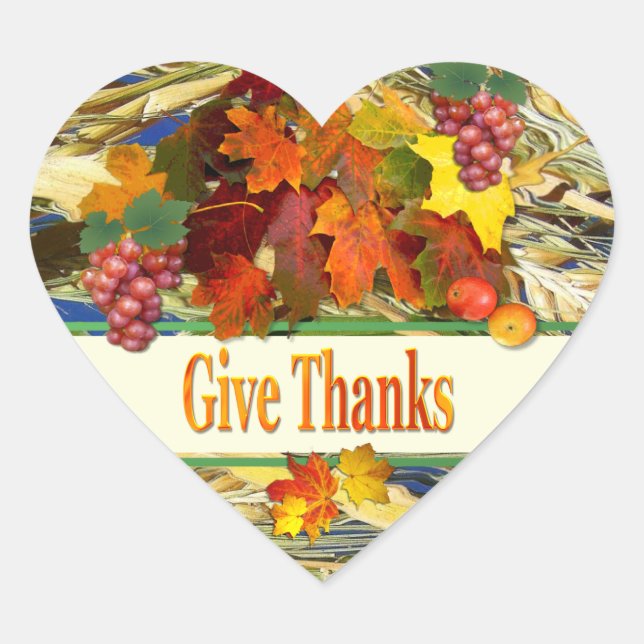 Give thanks ~  Heart Sticker (Front)
