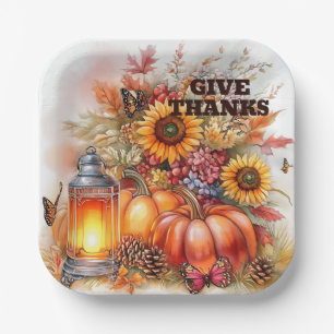 Give Thanks – Lantern Glow  Paper Plate
