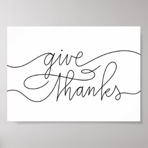 Give Thanks - Minimalist Christian Lettering Quote Poster