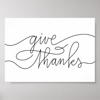Give Thanks - Minimalist Christian Lettering Quote Poster