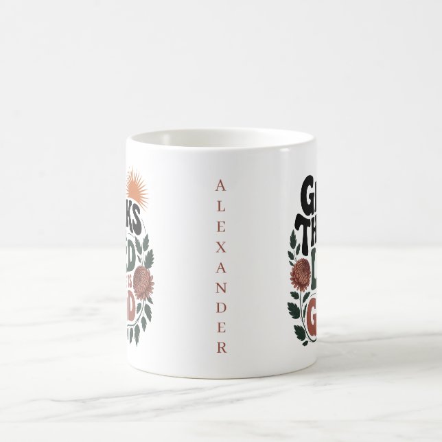 Give Thanks - Personalized Christian Coffee Mug (Center)