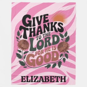Give Thanks - Personalized Christian Fleece Blanket