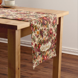 Give Thanks Pomegranate Heirloom Thanksgiving Short Table Runner