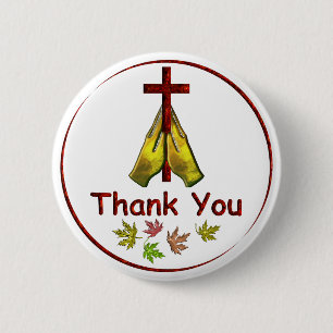 Give Thanks Praying Hands 2 Inch Round Button