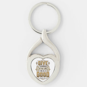 Give Thanks Psalm 107 Vintage Christian Shirt Keychain