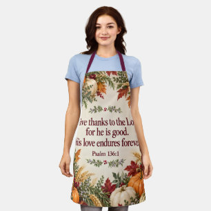 Give Thanks * Psalm 136:1 Thanksgiving Apron