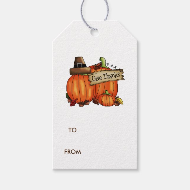 Give Thanks Pumpkin Gift Tags (Front)