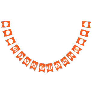 Give Thanks Pumpkin Orange Patterned Thanksgiving  Bunting Flags