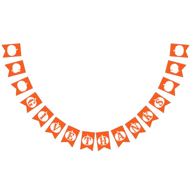 Give Thanks Pumpkin Orange Patterned Thanksgiving  Bunting Flags (All)