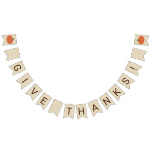 Give Thanks Pumpkin Thanksgiving Bunting Flags