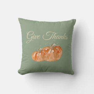 Give Thanks Pumpkin Throw Pillow