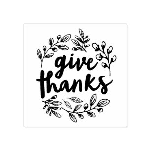 Give Thanks Script Rubber Stamp