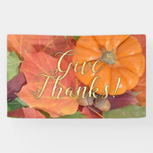 Give Thanks Script Typography Autumn Thanksgiving Banner