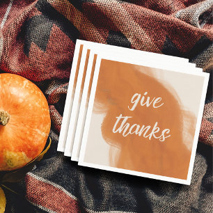 Give Thanks Terracotta Watercolor Thanksgiving Napkin