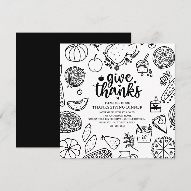 Give Thanks Thanksgiving Dinner Invitation (Front/Back)