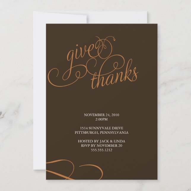 give thanks {thanksgiving dinner invitation} invitation (Front)