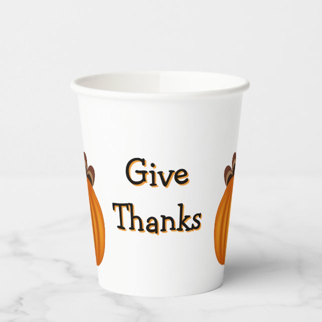 Give Thanks Thanksgiving  Paper Cups (Left)