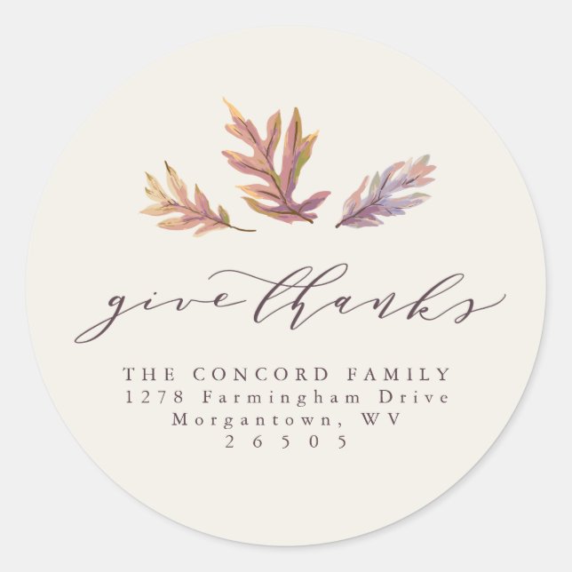 Give Thanks Thanksgiving return address sticker (Front)