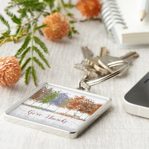 Give Thanks Thanksgiving Trees and Lone Deer Keychain