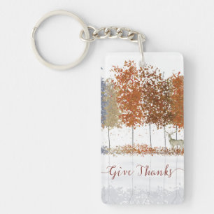 Give Thanks Thanksgiving Trees and Lone Deer Keychain