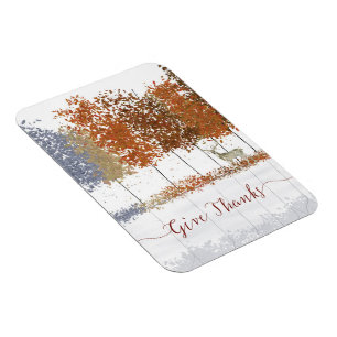 Give Thanks Thanksgiving Trees and Lone Deer Magnet