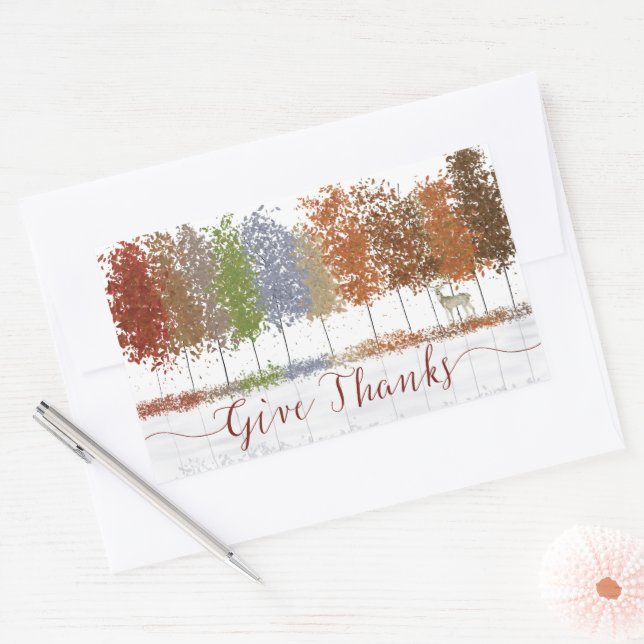 Give Thanks Thanksgiving Trees and Lone Deer Sticker (Envelope)