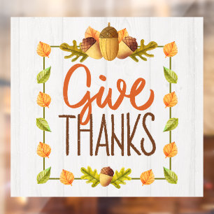 Give Thanks Thanksgiving  Window Cling