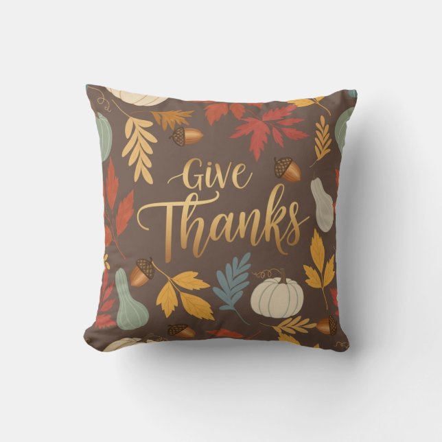 Give thanks throw pillow (Front)