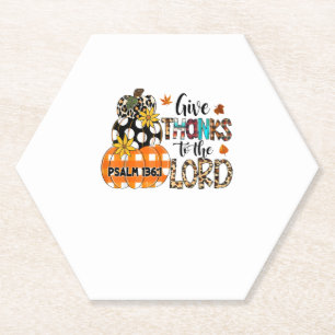 GIVE-THANKS TO THE LORD Christian Thanksgiving Hol Paper Coaster