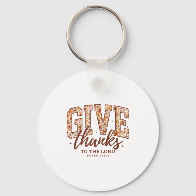 Give Thanks To The Lord, Fall Christian, Bible Ver Keychain (Front)