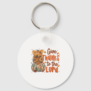 Give Thanks To The Lord Fall Christian Cross Coque Keychain