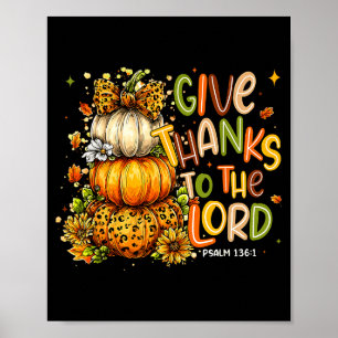 Give Thanks To The Lord Fall Christian Cross Coque Poster