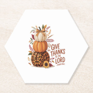 Give Thanks to the Lord,fall Pumpkin Paper Coaster