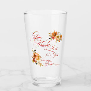 Give Thanks to the Lord fall watercolor floral  Glass