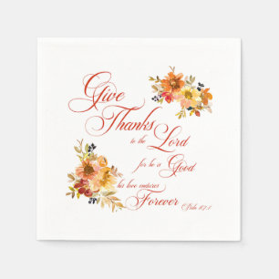 Give Thanks to the Lord fall watercolor floral Napkin