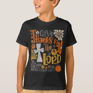 Give Thanks To The Lord Floral Boho Retro Thanksgi T-Shirt