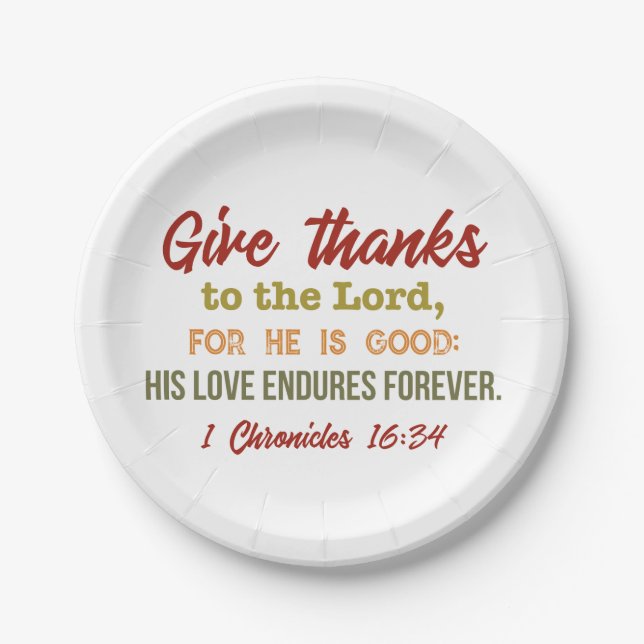 "Give thanks to the Lord paper plates (Front)