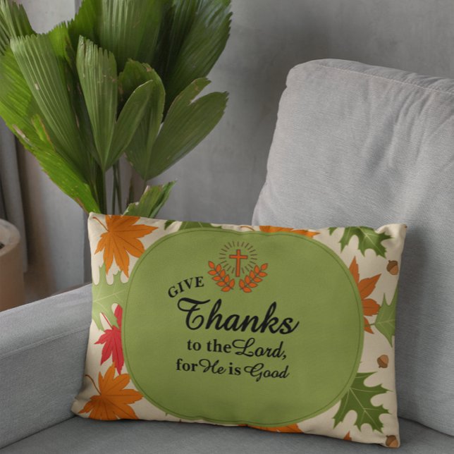 Give Thanks to the Lord | Personalized Fall  Accent Pillow (Creator Uploaded)