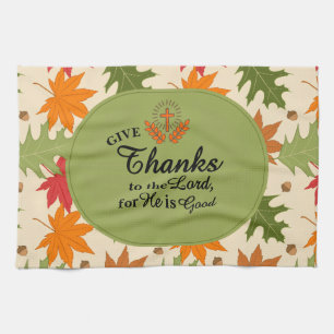 Give Thanks to the Lord   Personalized Fall  Kitchen Towel