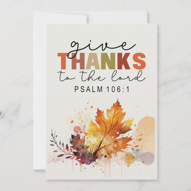 Give Thanks to the Lord Thanksgiving Bible Flat Holiday Card (Front)
