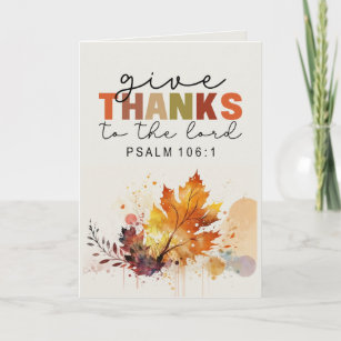 Give Thanks to the Lord Thanksgiving Bible Verse Card