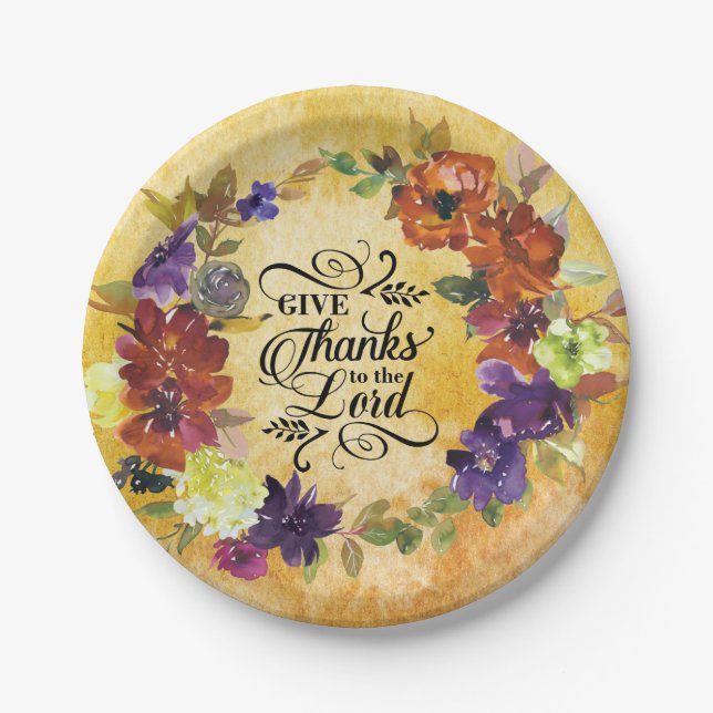 Give Thanks to the Lord, Thanksgiving Paper Plate (Front)
