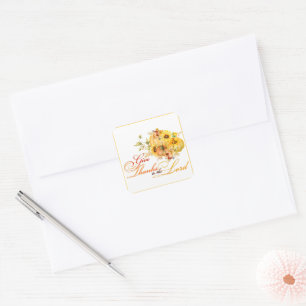 Give thanks to the Lord Thanksgiving Square Sticker