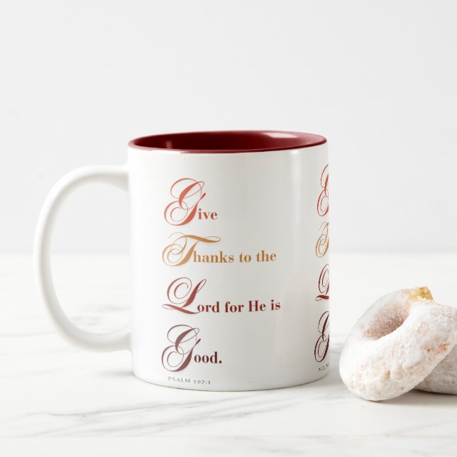 Give Thanks Two-Tone Coffee Mug (With Donut)
