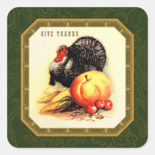 Give Thanks. Vintage Design Thanksgiving Stickers